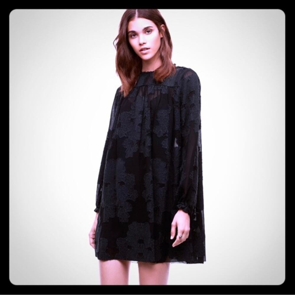 Wilfred Gascon Black Overlay Applique Dress Size XS